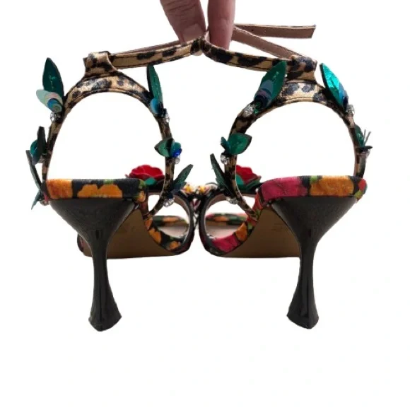 Betsey Johnson Karra Floral 3.5” Heel Sandals Red Rose Sz 7.5 - Picture 6 of 16